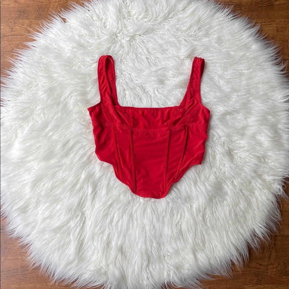 House of CB Edetta scarlet ribbed mesh corset